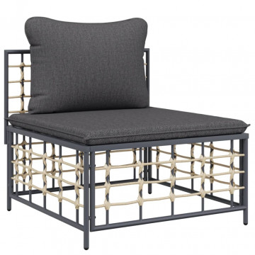 Set mobilier de grădină cu perne, 8 piese, antracit, poliratan - Img 3