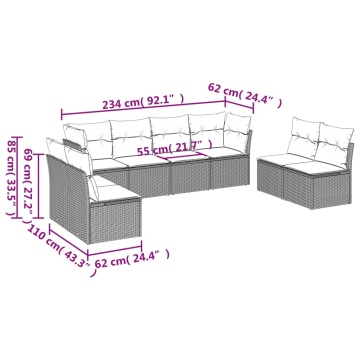 Set mobilier de grădină cu perne, 8 piese gri deschis poliratan - Img 3