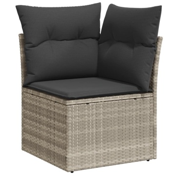 Set mobilier de grădină cu perne, 8 piese gri deschis poliratan - Img 6