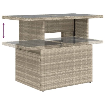Set mobilier de grădină cu perne, 8 piese gri deschis poliratan - Img 5