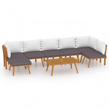Set mobilier de grădină cu perne, 8 piese, lemn masiv acacia - Img 2