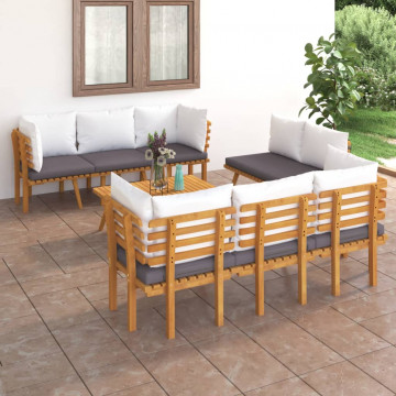 Set mobilier de grădină cu perne, 8 piese, lemn masiv de acacia - Img 1