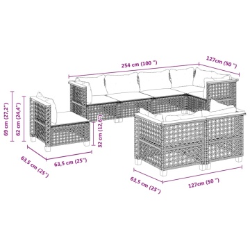 Set mobilier de grădină cu perne, 8 piese, negru, poliratan - Img 5