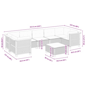 Set mobilier de grădină cu perne, 8 piese, negru, poliratan - Img 7