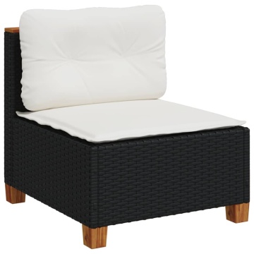 Set mobilier de grădină cu perne, 8 piese, negru, poliratan - Img 8