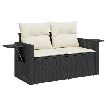 Set mobilier de grădină cu perne, 8 piese, negru, poliratan - Img 4