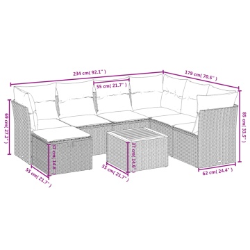 Set mobilier de grădină cu perne, 8 piese, negru, poliratan - Img 4