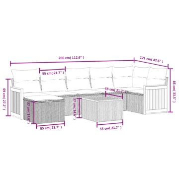 Set mobilier de grădină cu perne, 8 piese, negru, poliratan - Img 4