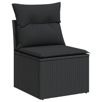 Set mobilier de grădină cu perne, 8 piese, negru, poliratan - Img 8