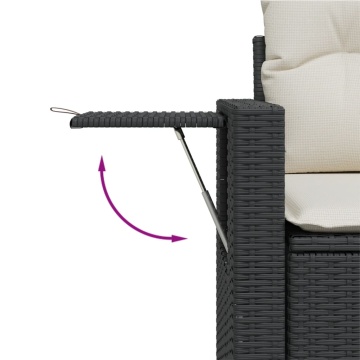 Set mobilier de grădină cu perne, 8 piese, negru, poliratan - Img 7
