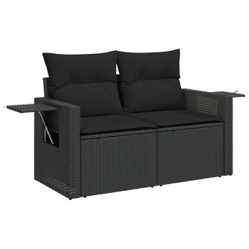 Set mobilier de grădină cu perne, 8 piese, negru, poliratan - Img 8
