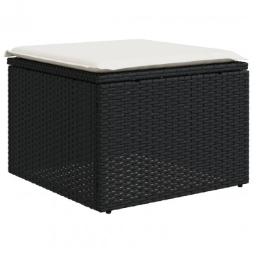 Set mobilier de grădină cu perne, 8 piese, negru, poliratan - Img 8