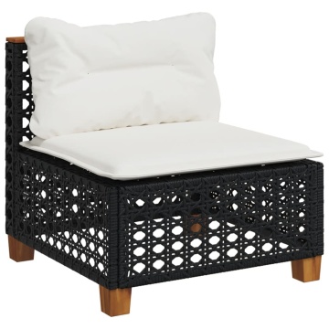Set mobilier de grădină cu perne, 8 piese, negru, poliratan - Img 4