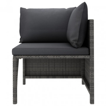 Set mobilier de grădină cu perne, 9 piese, gri, poliratan - Img 3