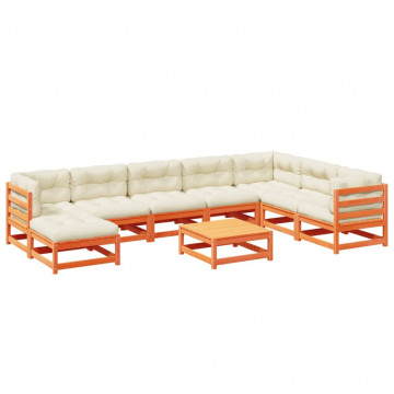 Set mobilier de grădină cu perne, 9 piese, lemn masiv de pin - Img 2
