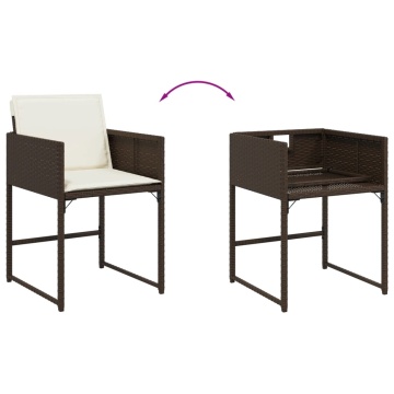 Set mobilier de grădină cu perne, 9 piese, maro, poliratan - Img 7