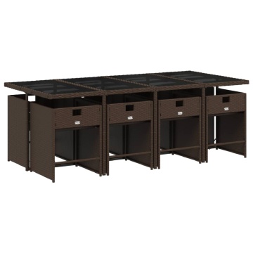 Set mobilier de grădină cu perne, 9 piese, maro, poliratan - Img 3