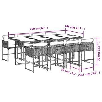 Set mobilier de grădină cu perne, 9 piese, maro, poliratan - Img 5