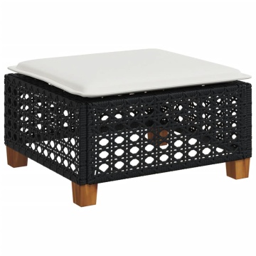 Set mobilier de grădină cu perne, 9 piese, negru, poliratan - Img 8