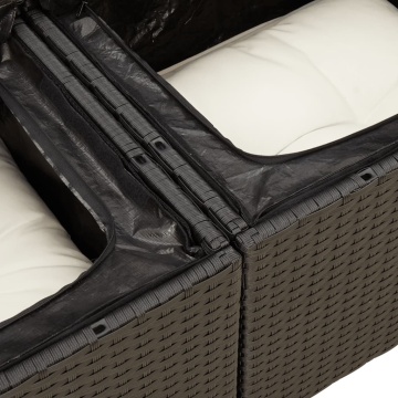 Set mobilier de grădină cu perne, 9 piese, negru, poliratan - Img 6