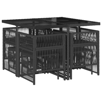 Set mobilier de grădină cu perne, 9 piese, negru, poliratan - Img 3