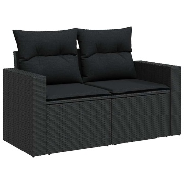 Set mobilier de grădină cu perne, 9 piese, negru, poliratan - Img 8