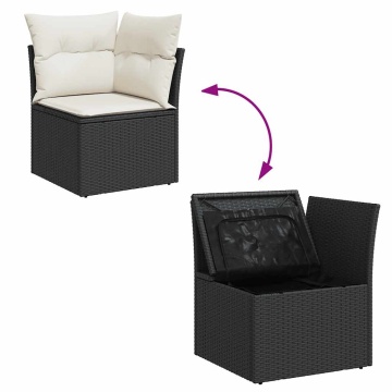 Set mobilier de grădină cu perne, 9 piese, negru, poliratan - Img 7