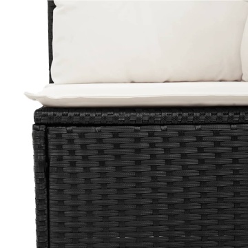 Set mobilier de grădină cu perne, 9 piese, negru, poliratan - Img 7