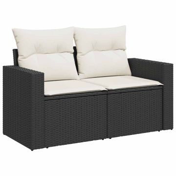 Set mobilier de grădină cu perne, 9 piese, negru, poliratan - Img 8