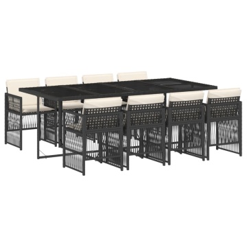 Set mobilier de grădină cu perne, 9 piese, negru, poliratan - Img 2