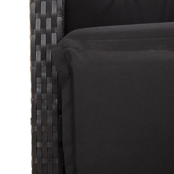Set mobilier de grădină cu perne, 9 piese, negru, poliratan - Img 5