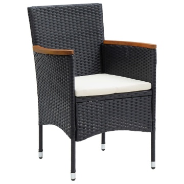 Set mobilier de grădină cu perne, 9 piese, negru, poliratan - Img 4
