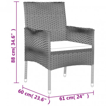 Set mobilier de grădină cu perne, 9 piese, negru, poliratan - Img 7
