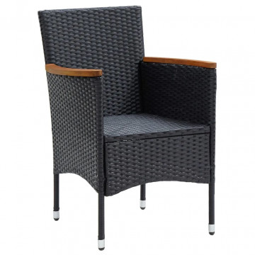 Set mobilier de grădină cu perne, 9 piese, negru, poliratan - Img 8
