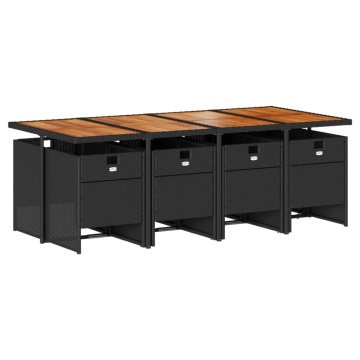 Set mobilier de grădină cu perne, 9 piese, negru, poliratan - Img 3