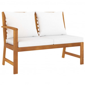 Set mobilier de grădină cu perne crem, 4 piese, lemn de acacia - Img 4