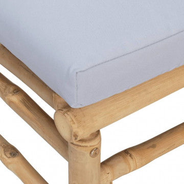 Set mobilier de grădină cu perne gri deschis, 2 piese, bambus - Img 7
