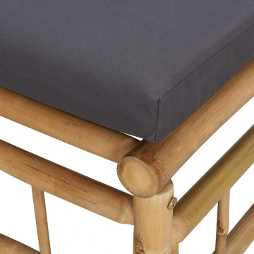Set mobilier de grădină cu perne gri închis, 2 piese, bambus - Img 7