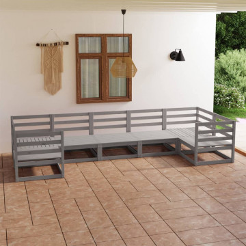 Set mobilier de grădină din 7 piese, lemn masiv de pin - Img 1