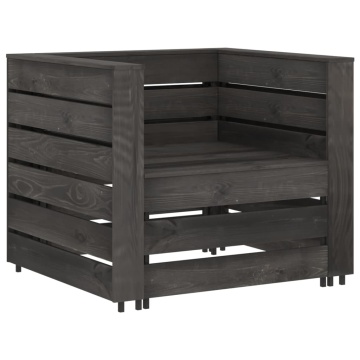 Set mobilier de grădină paleți, 2 piese, gri, lemn pin tratat - Img 2