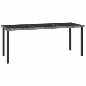 Set mobilier de masă pentru grădină, 9 piese, gri, poliratan - Img 2