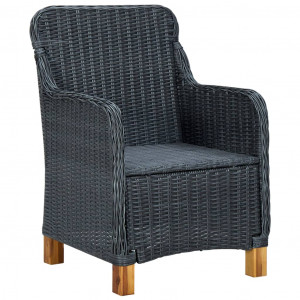 Set mobilier exterior cu perne, 7 piese, gri închis, poliratan - Img 8