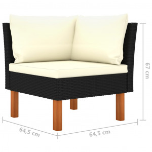 Set mobilier grădină, 3 piese, poliratan & lemn masiv eucalipt - Img 5