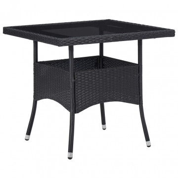 Set mobilier grădină, 5 piese, negru, poliratan și lemn acacia - Img 2