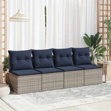 Set mobilier grădină cu perne 2 piese gri poliratan/lemn acacia - Img 3