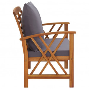 Set mobilier grădină cu perne, 3 piese, lemn masiv de acacia - Img 8
