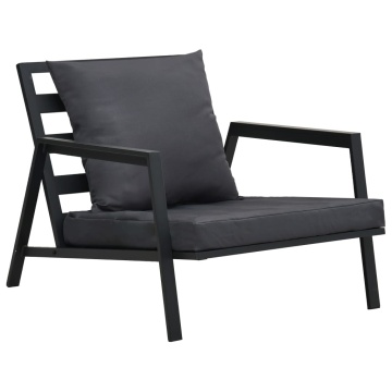 Set mobilier grădină cu perne, 4 piese, gri, închis aluminiu - Img 9