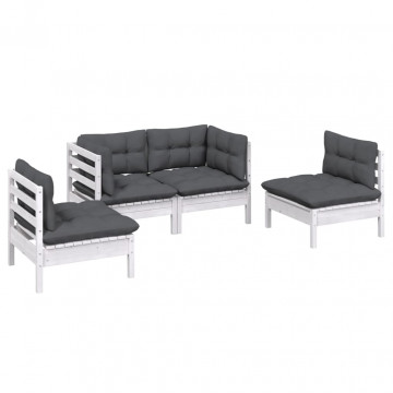 Set mobilier grădină cu perne, 4 piese, lemn de pin - Img 3
