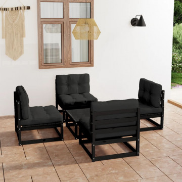 Set mobilier grădină cu perne, 5 piese, lemn masiv pin - Img 1