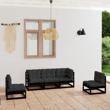 Set mobilier grădină cu perne, 5 piese, lemn masiv pin - Img 1